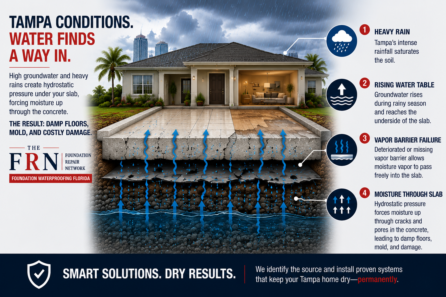 Foundation waterproofing conditions in Tampa Florida